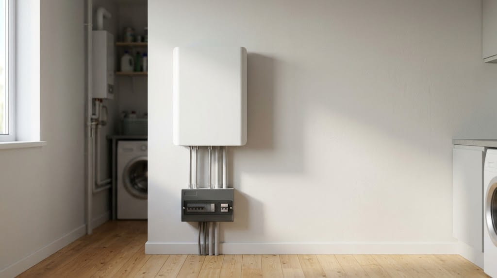 5kW battery cost in Ireland shown by a home battery unit installed in an Irish utility room