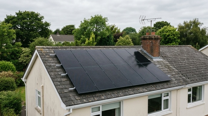 Can You Take Your Solar Panels When Moving House? 1 Irish semi-detached house with for sale sign and solar panels on the roof